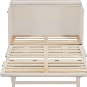 HomeRoots White Wood Full Murphy Bed with USB Port - Space-Saving Elegance for Modern Guest Rooms & Studios 596569