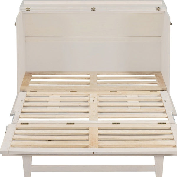 HomeRoots White Wood Full Murphy Bed with USB Port - Space-Saving Elegance for Modern Guest Rooms & Studios 596569