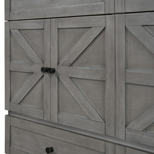 HomeRoots Gray Wood Queen Murphy Bed with Integrated USB – Space-Saving Design for Stylish Multi-Use Rooms 596570