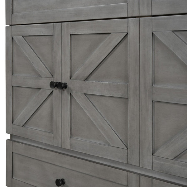 HomeRoots Gray Wood Queen Murphy Bed with Integrated USB – Space-Saving Design for Stylish Multi-Use Rooms 596570