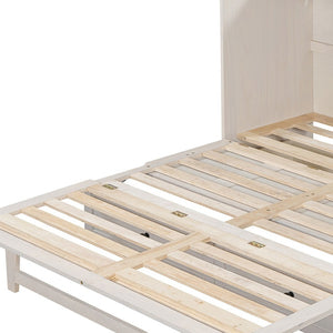 HomeRoots White Wood Queen Murphy Bed - Stylish Space-Saving Cabinet with USB Port for Modern Living Spaces 596571
