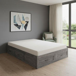 HomeRoots Light Brown Wood Full Bed Frame with Under-Bed Storage Drawers for a Modern, Stylish Bedroom Solution 596573
