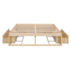HomeRoots Natural Wood Queen Bed Frame with Storage Drawers – Stylish, Durable, and Modern Bedroom Essential 596575