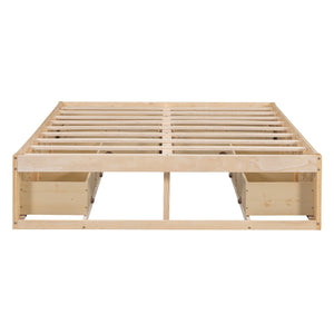 HomeRoots Natural Wood Queen Bed Frame with Storage Drawers – Stylish, Durable, and Modern Bedroom Essential 596575