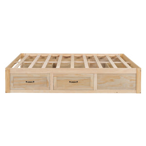 HomeRoots Natural Wood Queen Bed Frame with Storage Drawers – Stylish, Durable, and Modern Bedroom Essential 596575