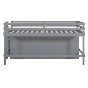 HomeRoots Gray Four Poster Twin Loft Bed - Stylish Wood Frame with Integrated Shelves for Smart Storage Space 596579