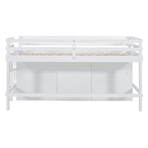 HomeRoots White Four Poster Twin Loft Bed with Storage Drawers and Versatile Under-Bed Space for Kids 596580