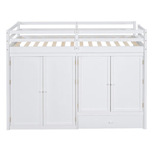 HomeRoots White Four Poster Loft Bed for Twin Mattress - Stylish Space-Saving Design with Under-Bed Storage 596585