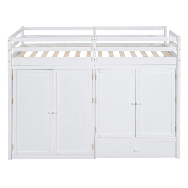 HomeRoots White Four Poster Loft Bed for Twin Mattress - Stylish Space-Saving Design with Under-Bed Storage 596585