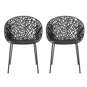 English Elm Christopher Knight Home® - Neiman Outdoor Dining Chair Set of 2 with Weather-Resistant Iron Frame and Perforated Diamond Design Black N775P256374B
