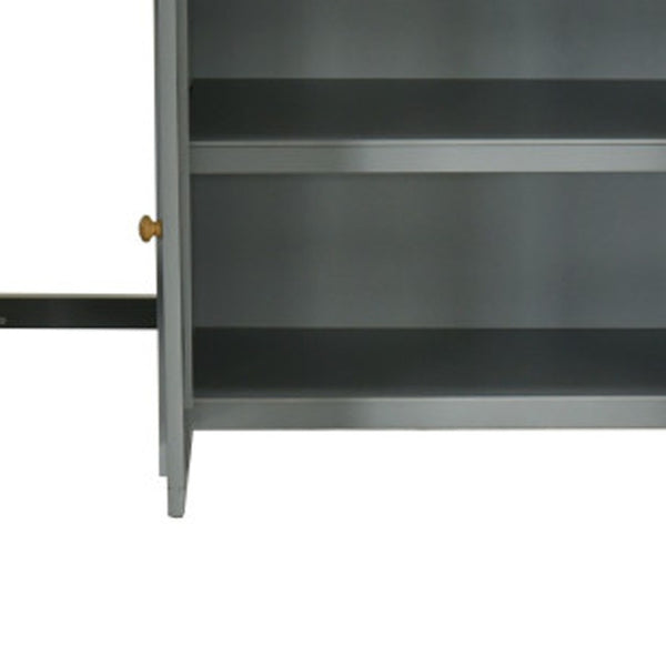 HomeRoots Gray Four Poster Loft Bed with Desk & Shelves - Elegant Space-Saving Design for Stylish Bedrooms 596588
