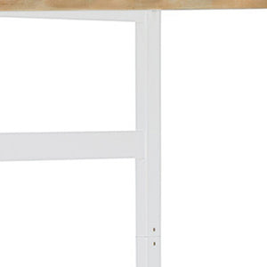 HomeRoots White Four Poster Loft Bed with Stairs, Desk & Shelves - Stylish Space-Saving Design for Any Room 596597