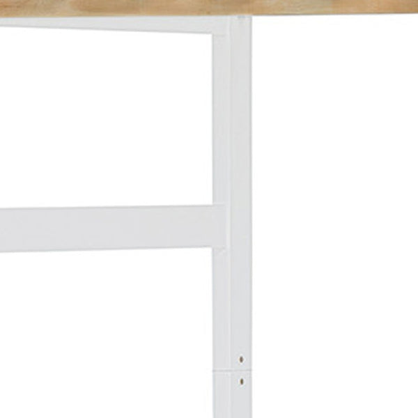 HomeRoots White Four Poster Loft Bed with Stairs, Desk & Shelves - Stylish Space-Saving Design for Any Room 596597