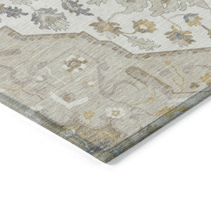 HomeRoots 5' Enhance Your Space with a Beige Ivory and Gray Oriental Washable Area Rug for Indoor/Outdoor Use 5' X 8' 596609