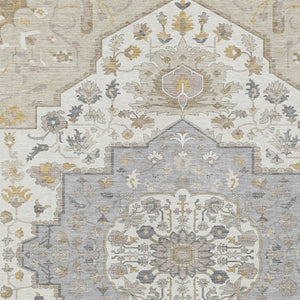 Homeroots 3' Artichoke Green Blue And Ivory Oriental Washable Area Rug For Indoor Or Outdoor Use, Durable Design 8' X 10' Polyester 596611