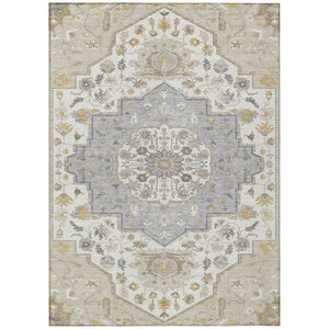 HomeRoots 9' X 12' Elegant Beige Ivory Gray Washable Oriental Area Rug for Indoor & Outdoor Spaces 596612