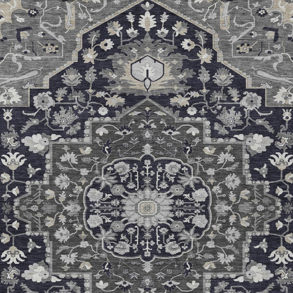 Homeroots 3' Artichoke Green Blue And Ivory Oriental Washable Area Rug For Indoor Or Outdoor Use, Durable Design 8' X 10' Polyester 596617