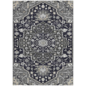 Homeroots 3' Artichoke Green Blue And Ivory Oriental Washable Area Rug For Indoor Or Outdoor Use, Durable Design 10' X 14' Polyester 596619