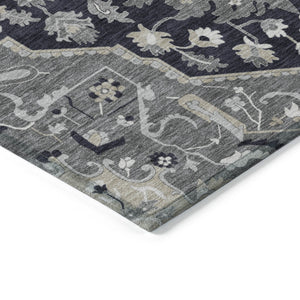 Homeroots 3' Artichoke Green Blue And Ivory Oriental Washable Area Rug For Indoor Or Outdoor Use, Durable Design 10' X 14' Polyester 596619