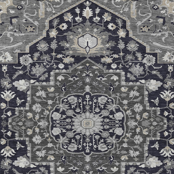 Homeroots 3' Artichoke Green Blue And Ivory Oriental Washable Area Rug For Indoor Or Outdoor Use, Durable Design 10' X 14' Polyester 596619