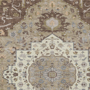 Homeroots 3' Artichoke Green Blue And Ivory Oriental Washable Area Rug For Indoor Or Outdoor Use, Durable Design 5' X 8' Polyester 596621