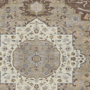 Homeroots 3' Artichoke Green Blue And Ivory Oriental Washable Area Rug For Indoor Or Outdoor Use, Durable Design 8' X 10' Polyester 596623