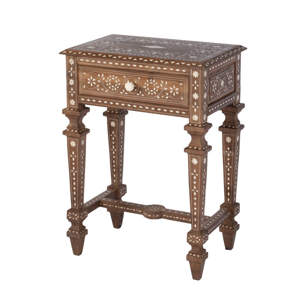 Butler Specialty Butler Rashmi Rectangular Teak & Bone End Table - Elegant 1 Drawer Design For Chic Interiors Brown Teak,Bone,Inlay 5966338-butler