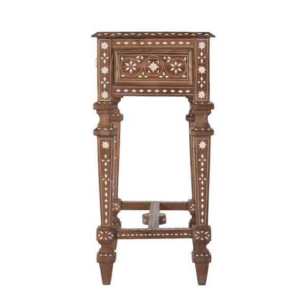 Butler Specialty Butler Rashmi Rectangular Teak & Bone End Table - Elegant 1 Drawer Design For Chic Interiors Brown Teak,Bone,Inlay 5966338-butler
