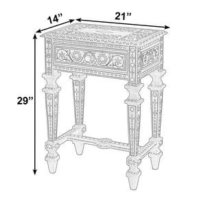 Butler Specialty Butler Rashmi Rectangular Teak & Bone End Table - Elegant 1 Drawer Design For Chic Interiors Brown Teak,Bone,Inlay 5966338-butler
