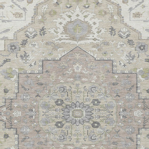 Homeroots 3' Artichoke Green Blue And Ivory Oriental Washable Area Rug For Indoor Or Outdoor Use, Durable Design 5' X 8' Polyester 596633