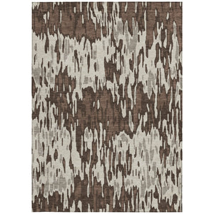 Homeroots 3' Washable Brown Beige And Gray Striped Area Rug For Indoor And Outdoor High Traffic Spaces 3' X 5' Polyester 596650