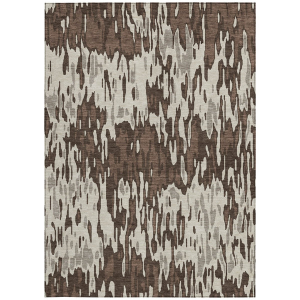 Homeroots 3' Washable Brown Beige And Gray Striped Area Rug For Indoor And Outdoor High Traffic Spaces 3' X 5' Polyester 596650