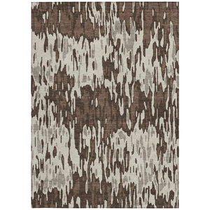 Homeroots 3' Washable Brown Beige And Gray Striped Area Rug For Indoor And Outdoor High Traffic Spaces 5' X 8' Polyester 596651