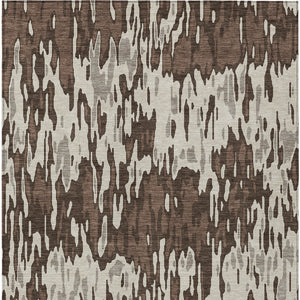 Homeroots 3' Washable Brown Beige And Gray Striped Area Rug For Indoor And Outdoor High Traffic Spaces 5' X 8' Polyester 596651