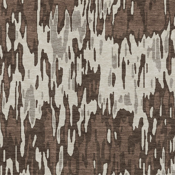 Homeroots 3' Washable Brown Beige And Gray Striped Area Rug For Indoor And Outdoor High Traffic Spaces 8' X 10' Polyester 596653