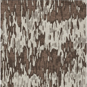 Homeroots 3' Washable Brown Beige And Gray Striped Area Rug For Indoor And Outdoor High Traffic Spaces 10' X 14' Polyester 596655