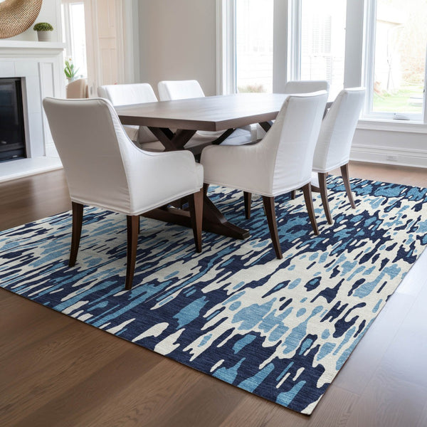 Homeroots 3' Washable Brown Beige And Gray Striped Area Rug For Indoor And Outdoor High Traffic Spaces 3' X 5' Polyester 596656