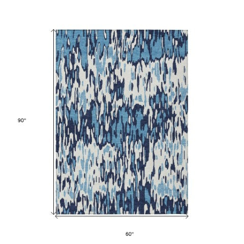 Homeroots 3' Washable Brown Beige And Gray Striped Area Rug For Indoor And Outdoor High Traffic Spaces 5' X 8' Polyester 596657