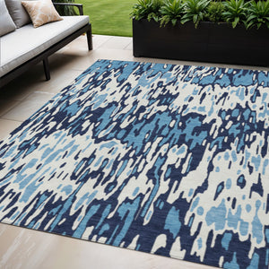 Homeroots 3' Washable Brown Beige And Gray Striped Area Rug For Indoor And Outdoor High Traffic Spaces 5' X 8' Polyester 596657