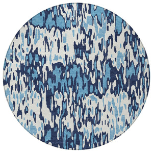 Homeroots 3' Washable Brown Beige And Gray Striped Area Rug For Indoor And Outdoor High Traffic Spaces 8' Round Polyester 596658