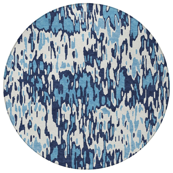 Homeroots 3' Washable Brown Beige And Gray Striped Area Rug For Indoor And Outdoor High Traffic Spaces 8' Round Polyester 596658