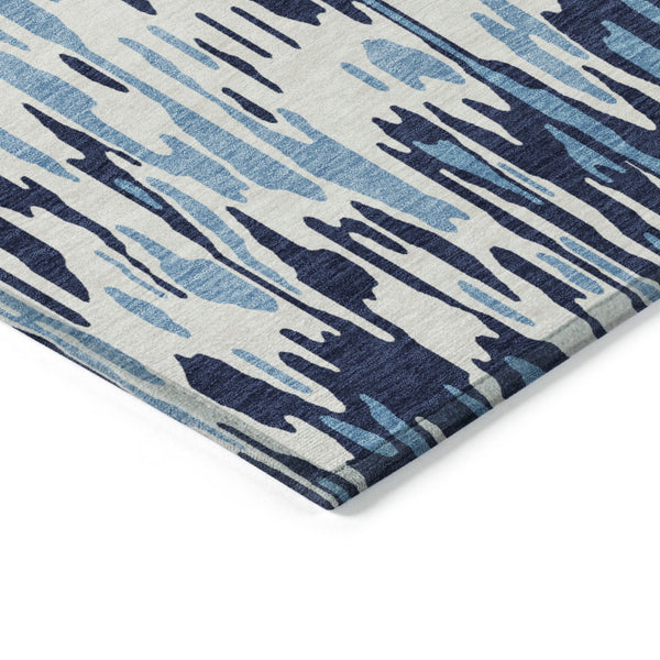 Homeroots 3' Washable Brown Beige And Gray Striped Area Rug For Indoor And Outdoor High Traffic Spaces 8' X 10' Polyester 596659