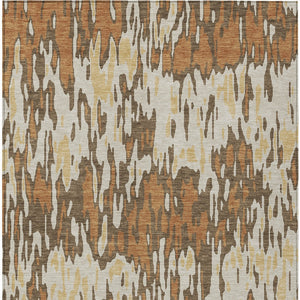 Homeroots 3' Washable Brown Beige And Gray Striped Area Rug For Indoor And Outdoor High Traffic Spaces 3' X 5' Polyester 596662