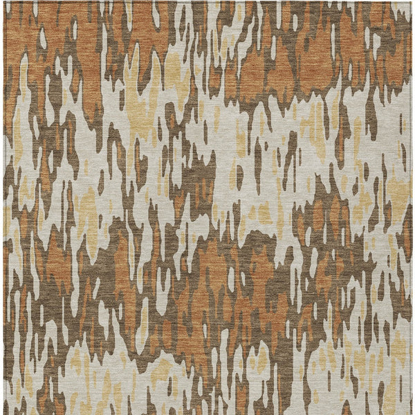 Homeroots 3' Washable Brown Beige And Gray Striped Area Rug For Indoor And Outdoor High Traffic Spaces 3' X 5' Polyester 596662