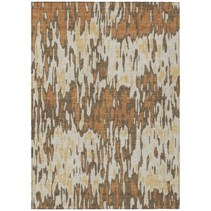 Homeroots 3' Washable Brown Beige And Gray Striped Area Rug For Indoor And Outdoor High Traffic Spaces 3' X 5' Polyester 596662