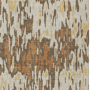 Homeroots 3' Washable Brown Beige And Gray Striped Area Rug For Indoor And Outdoor High Traffic Spaces 3' X 5' Polyester 596662