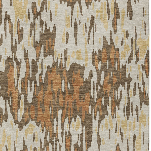 Homeroots 3' Washable Brown Beige And Gray Striped Area Rug For Indoor And Outdoor High Traffic Spaces 3' X 5' Polyester 596662