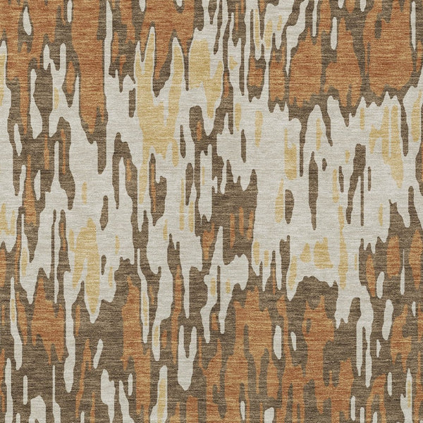 Homeroots 3' Washable Brown Beige And Gray Striped Area Rug For Indoor And Outdoor High Traffic Spaces 8' X 10' Polyester 596665