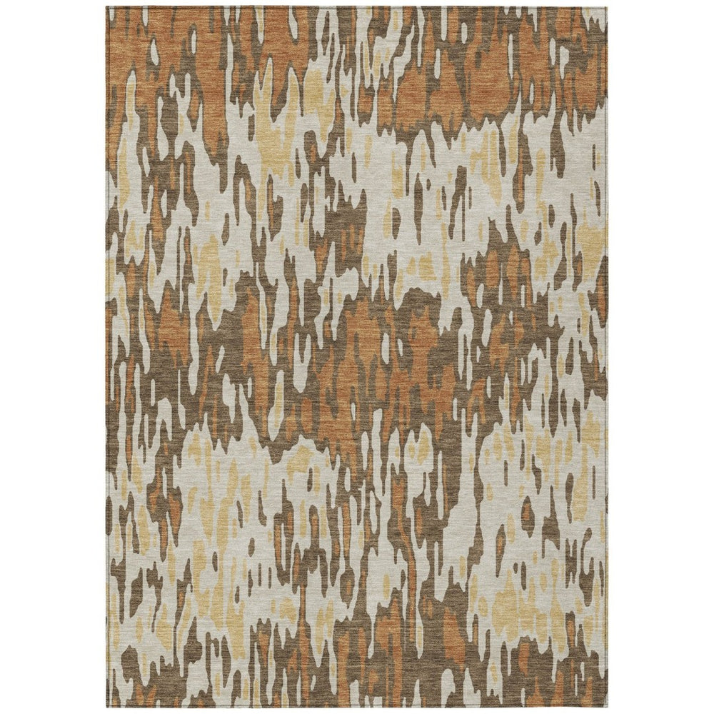 HomeRoots 9' Striped Copper Gold & Ivory Area Rug – Durable, Washable Design for Indoor & Outdoor Use! 596666