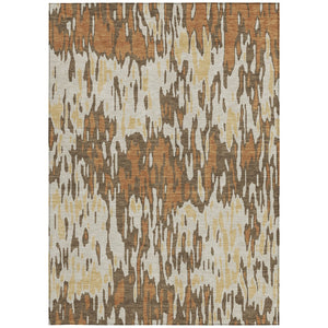 Homeroots 3' Washable Brown Beige And Gray Striped Area Rug For Indoor And Outdoor High Traffic Spaces 10' X 14' Polyester 596667